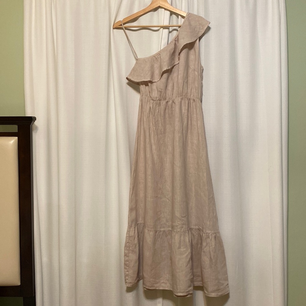 Linen One Shoulder Maxi Dress